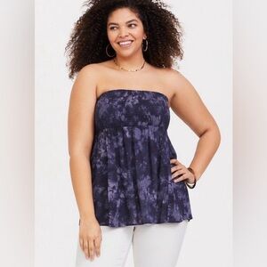 NWT Torrid Challis Smocked Tube Top - Dark & Light Purple Tie-Dye, Size 4X (26W)